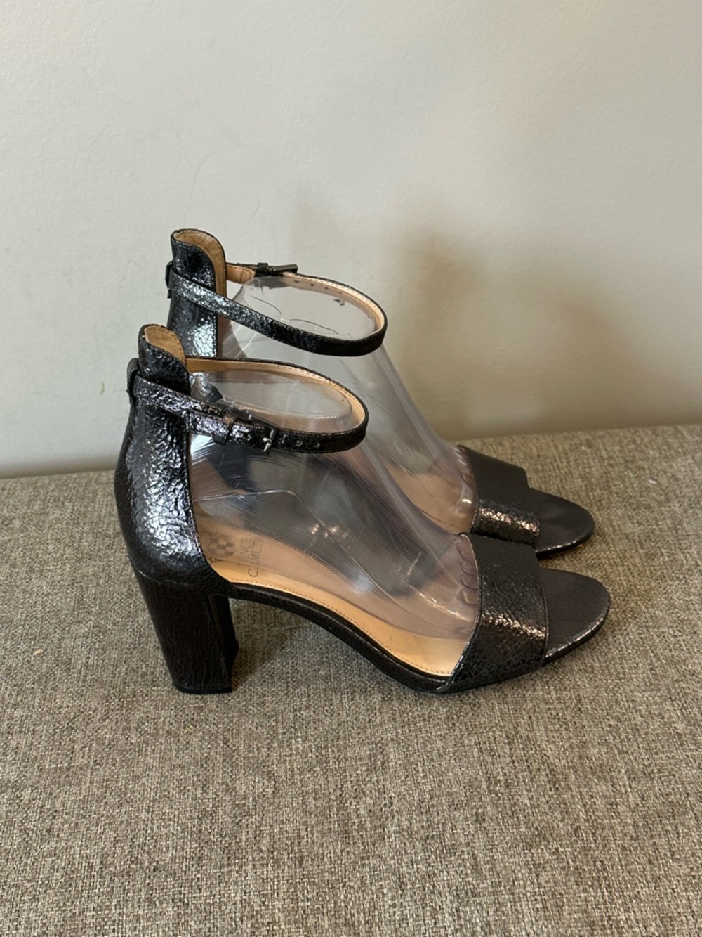 Vince Camuto Frasper Silver Metallic Ankle Strap Heels Size 9